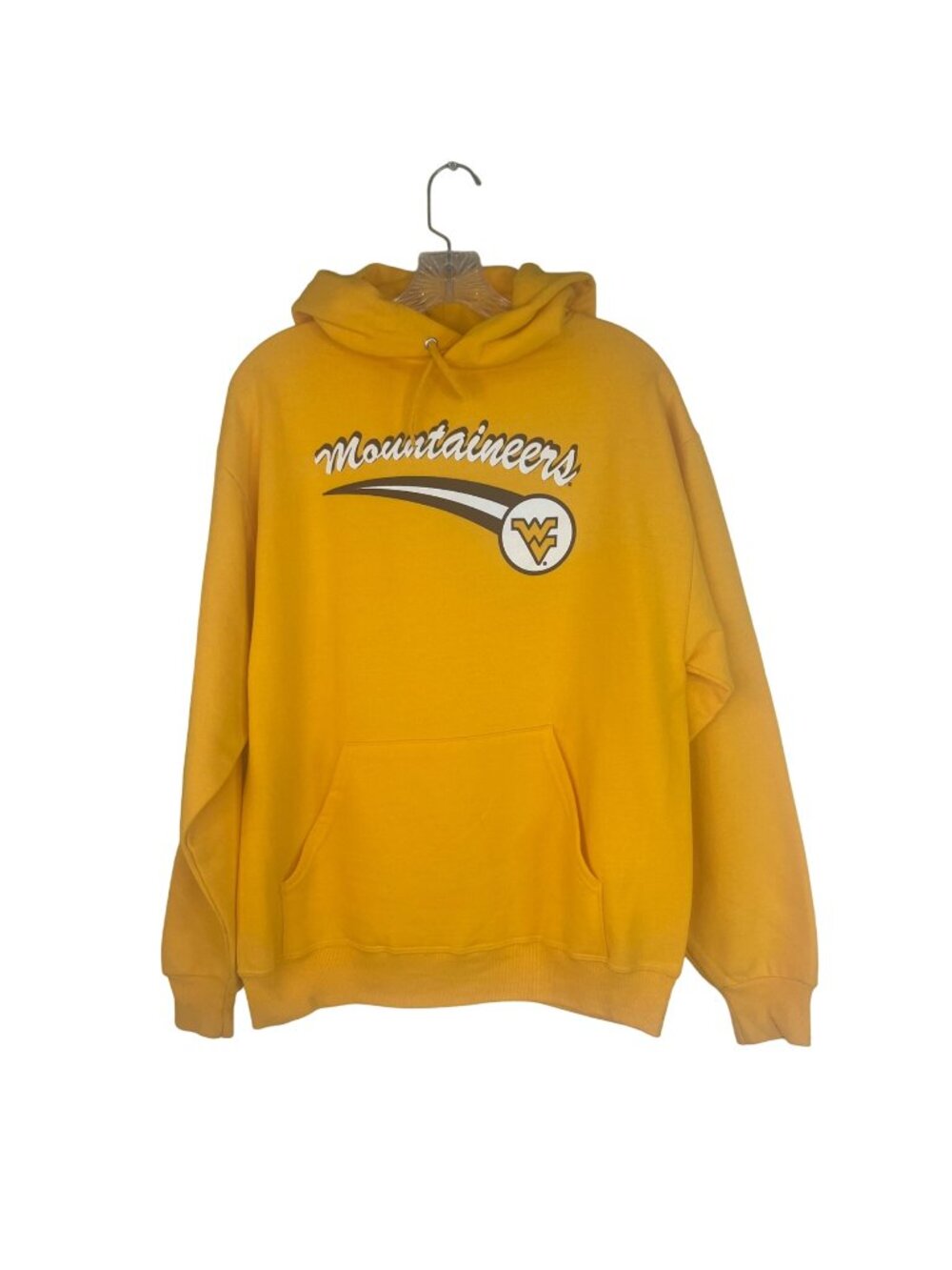 West Virginia Mountaineers Hoodie Sweatshirt Mens Medium Yellow Jerzees